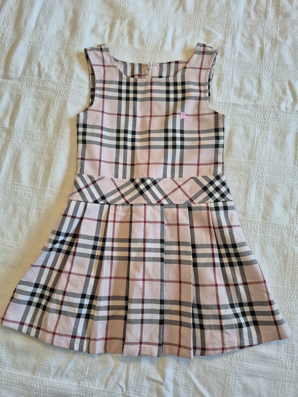 Girls size 3 plaid pink,black, maroon sleeveless, lined jumper back zipper VGUC